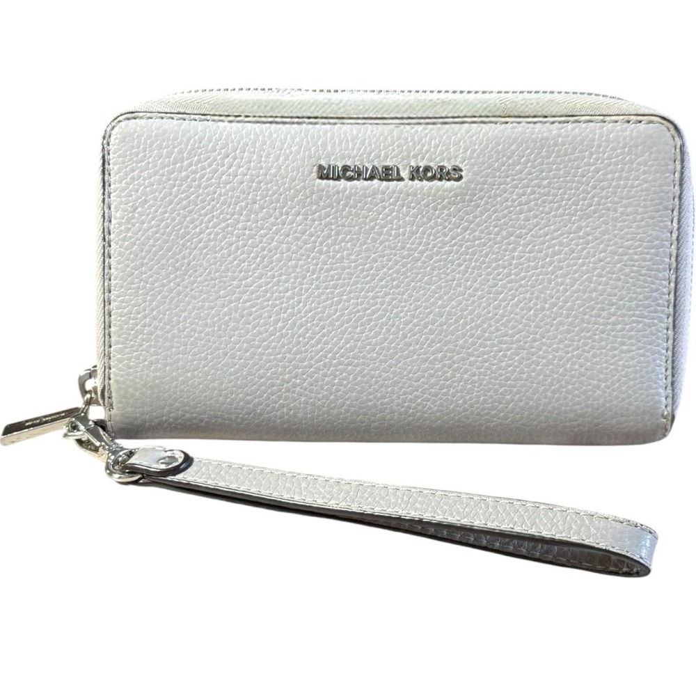 Michael Kors Jet Set Travel Continental Pebbled Leather Wristlet Wallet